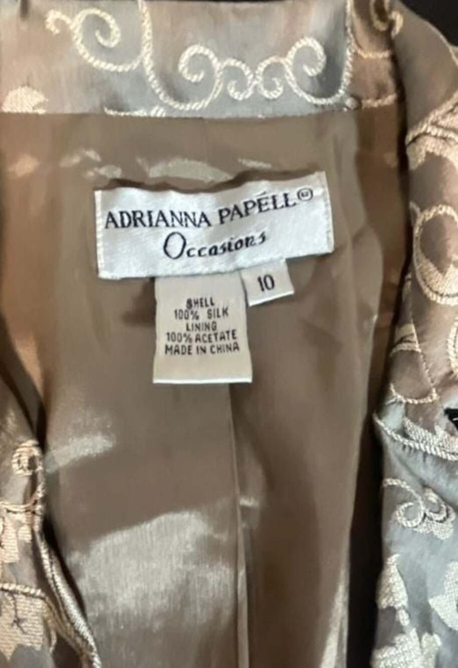 Adrianna Papell Occasions Size 10 Silk Brocade Long Coat - Picture 3 of 8